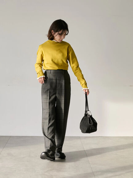 カチオン染めチェックパンツ（グレー/ベージュ/ブラウン/ネイビー）｜Samansa Mos2 blue（サマンサモスモス ブルー）通販