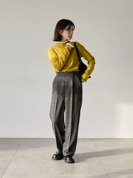 カチオン染めチェックパンツ（グレー/ベージュ/ブラウン/ネイビー）｜Samansa Mos2 blue（サマンサモスモス ブルー）通販