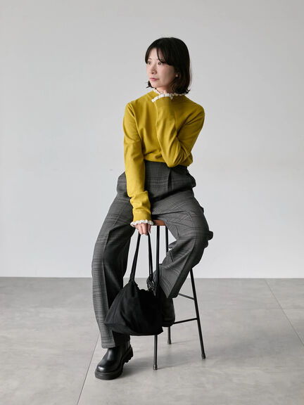 カチオン染めチェックパンツ（グレー/ベージュ/ブラウン/ネイビー）｜Samansa Mos2 blue（サマンサモスモス ブルー）通販