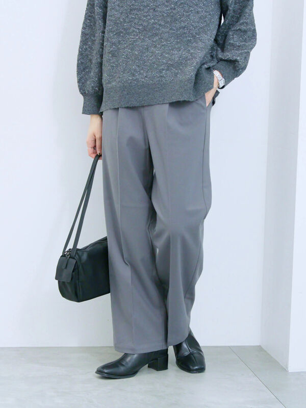 mo チャコールグレーS セール】 サイドタブ付きパンツ（グレー/チャコールグレー/ベージュ