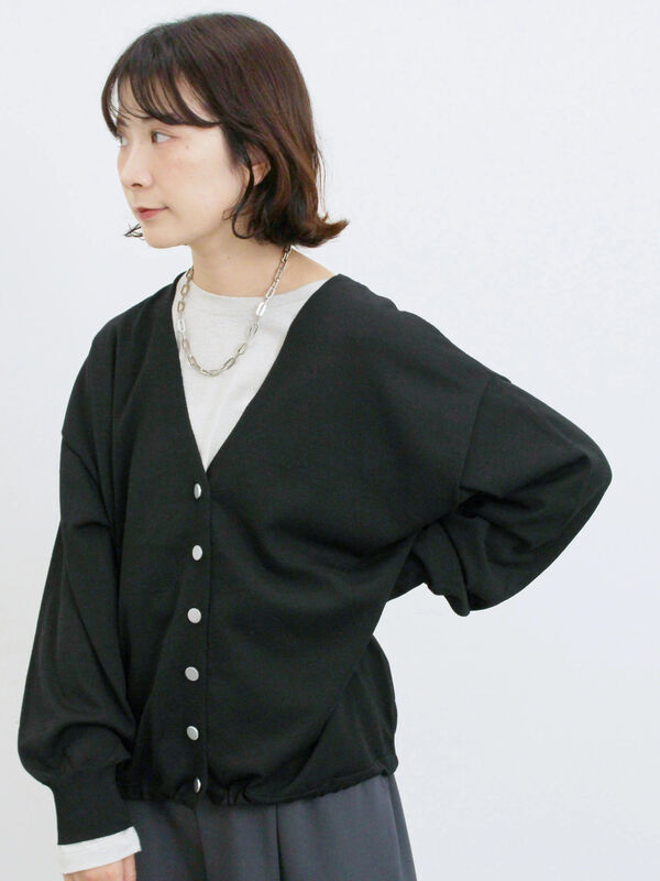 セール】 裾ドロストニットカーディガン（ブラック/ベージュ/ブルー