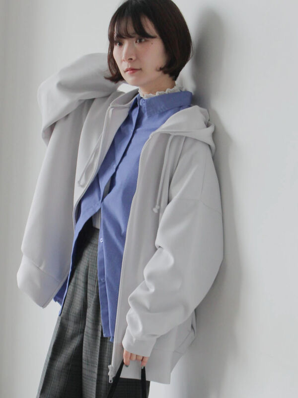 ダンボールジップパーカー（チャコールグレー/ブルー/Sグレー