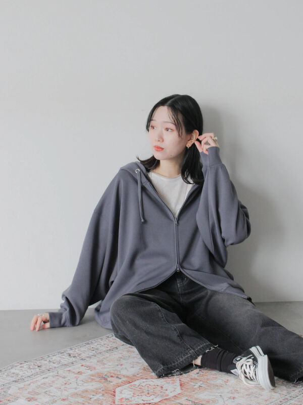 ダンボールジップパーカー（チャコールグレー/ブルー/Sグレー