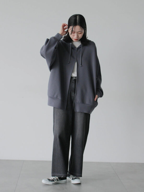 ダンボールジップパーカー（チャコールグレー/ブルー/Sグレー