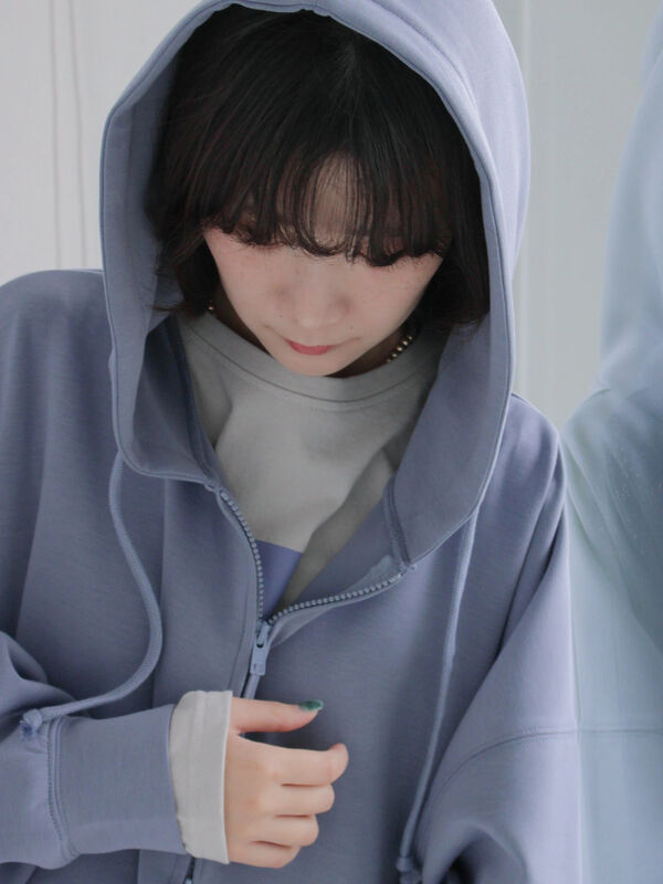 セール】 ダンボールジップパーカー（チャコールグレー/ブルー/S