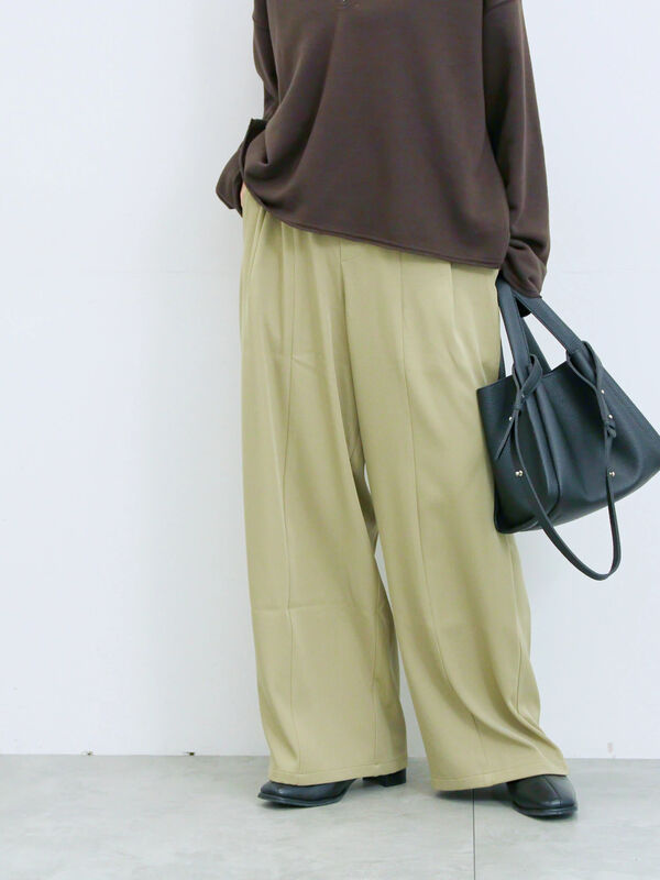 セール】 切り替えタックパンツ（ブラック/ベージュ/ブラウン/ボトムス