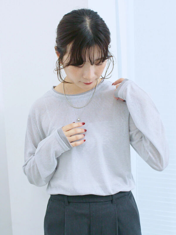 セール】 レイヤード風ロンT（オフホワイト/チャコールグレー/Sグレー