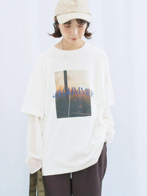 袖シフォンレイヤードプルオーバー（オフホワイト）｜Samansa Mos2 blue（サマンサモスモス ブルー）通販