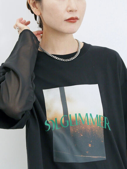 袖シフォンレイヤードプルオーバー（オフホワイト/チャコールグレー/ブラック）｜Samansa Mos2 blue（サマンサモスモス ブルー）通販