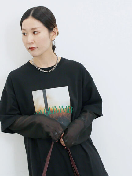 袖シフォンレイヤードプルオーバー（オフホワイト/チャコールグレー/ブラック）｜Samansa Mos2 blue（サマンサモスモス ブルー）通販