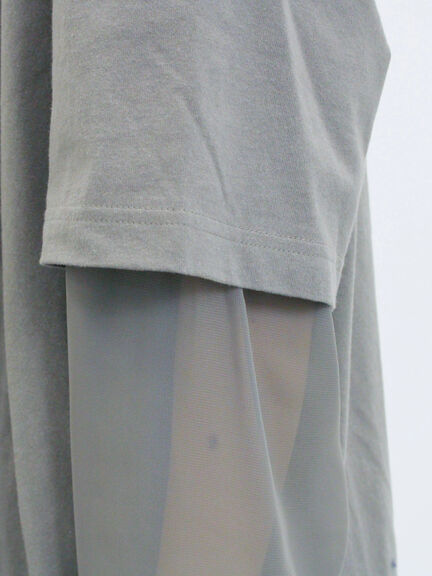 袖シフォンレイヤードプルオーバー（オフホワイト/チャコールグレー/ブラック）｜Samansa Mos2 blue（サマンサモスモス ブルー）通販