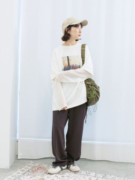 袖シフォンレイヤードプルオーバー（オフホワイト/チャコールグレー/ブラック）｜Samansa Mos2 blue（サマンサモスモス ブルー）通販