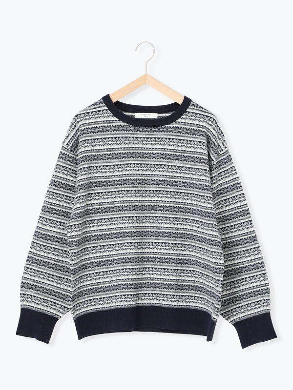 セール】 もちもちジャガードニットプルオーバー（チャコールグレー