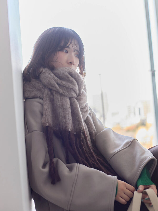 セール】 ボリュームフリンジマフラー（グレー/ブラウン/ミント