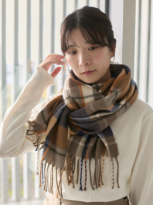 チェックマフラー（イエロー）｜Samansa Mos2 blue（サマンサモスモス ブルー）通販