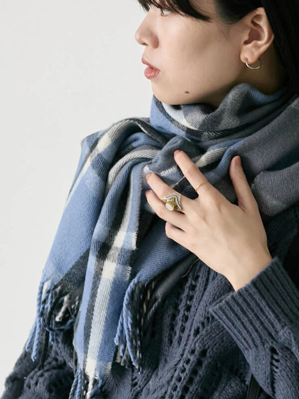 チェックマフラー（サックスブルー）｜Samansa Mos2 blue（サマンサモスモス ブルー）通販