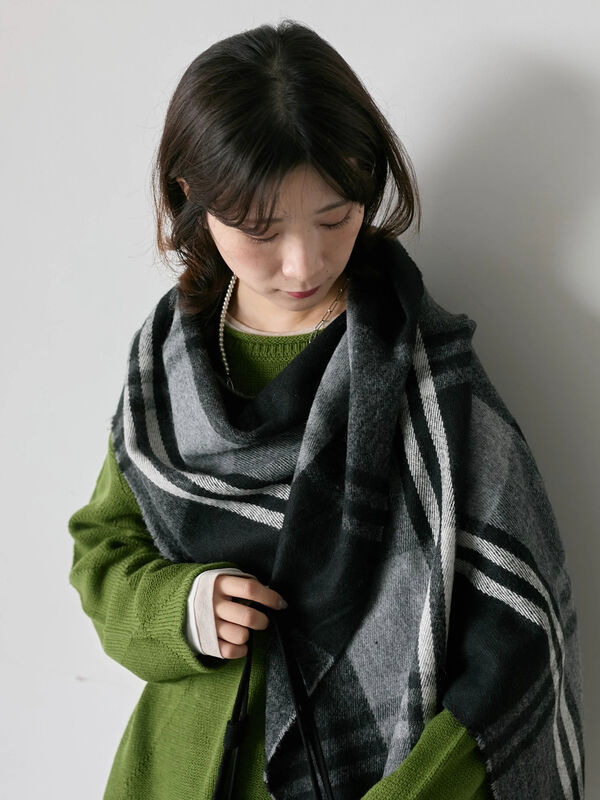 セール】 チェックマフラー（ブラック/ブラウン/イエロー/サックス