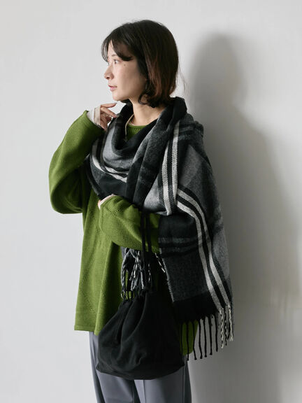 チェックマフラー（ブラック/ブラウン/イエロー/サックスブルー）｜Samansa Mos2 blue（サマンサモスモス ブルー）通販