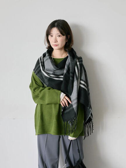 チェックマフラー（ブラック/ブラウン/イエロー/サックスブルー）｜Samansa Mos2 blue（サマンサモスモス ブルー）通販