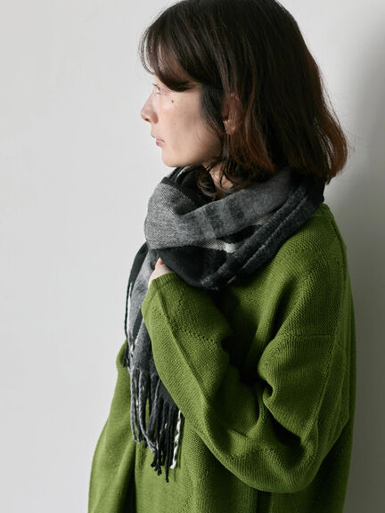 チェックマフラー（ブラック/ブラウン/イエロー/サックスブルー）｜Samansa Mos2 blue（サマンサモスモス ブルー）通販