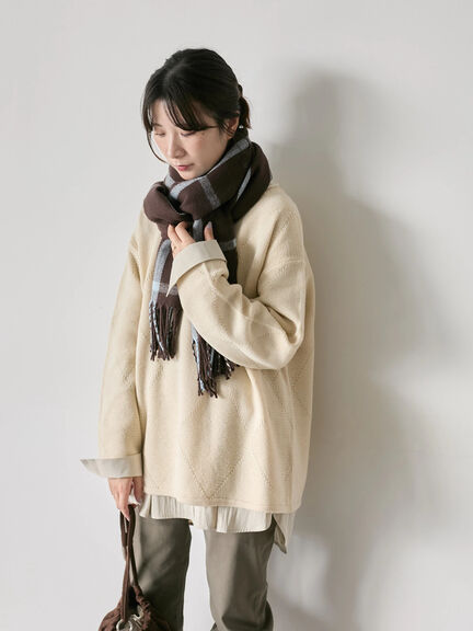 チェックマフラー（ブラック/ブラウン/イエロー/サックスブルー）｜Samansa Mos2 blue（サマンサモスモス ブルー）通販