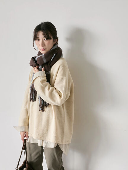 チェックマフラー（ブラック/ブラウン/イエロー/サックスブルー）｜Samansa Mos2 blue（サマンサモスモス ブルー）通販