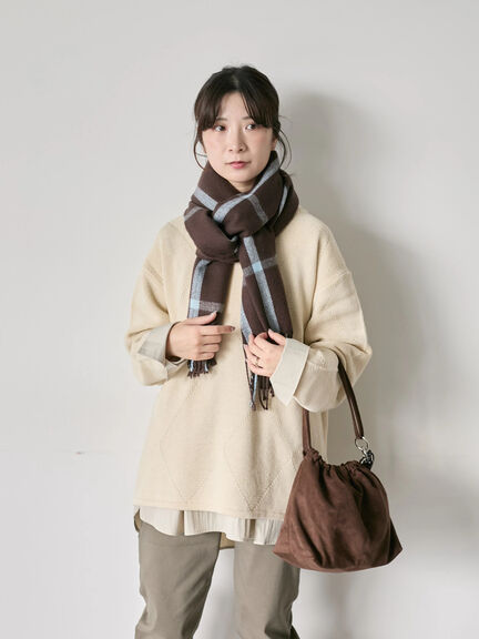 チェックマフラー（ブラック/ブラウン/イエロー/サックスブルー）｜Samansa Mos2 blue（サマンサモスモス ブルー）通販