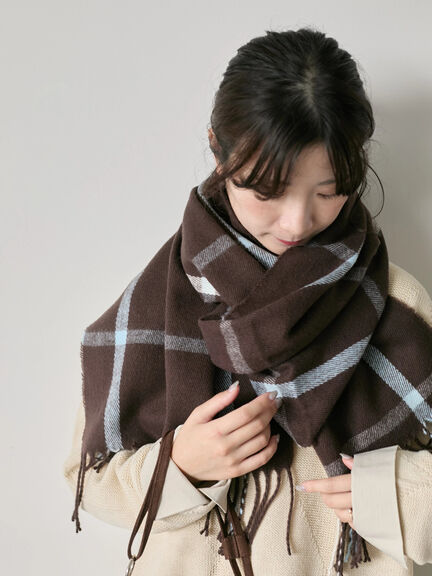 チェックマフラー（ブラック/ブラウン/イエロー/サックスブルー）｜Samansa Mos2 blue（サマンサモスモス ブルー）通販