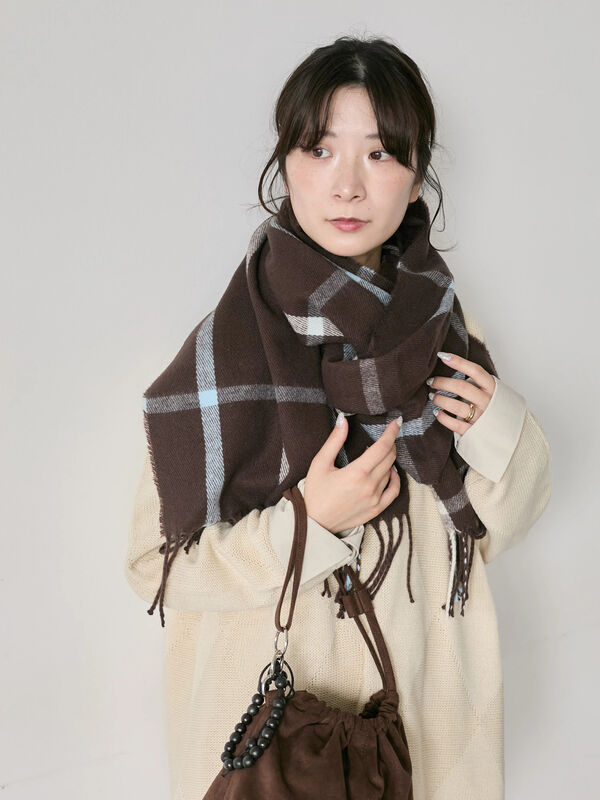 セール】 チェックマフラー（ブラック/ブラウン/イエロー/サックス