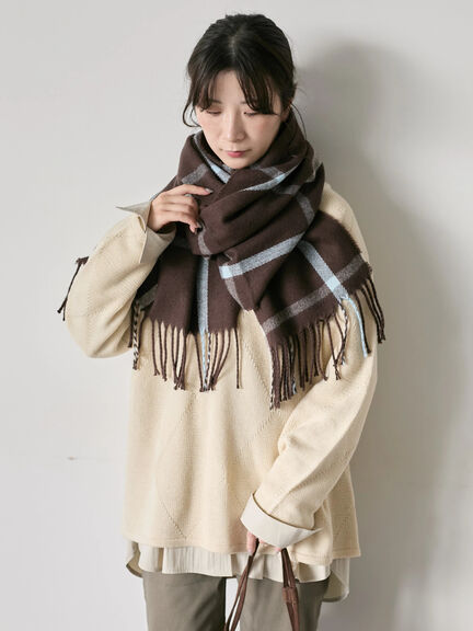 チェックマフラー（ブラック/ブラウン/イエロー/サックスブルー）｜Samansa Mos2 blue（サマンサモスモス ブルー）通販