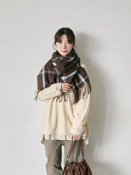 チェックマフラー（ブラック/ブラウン/イエロー/サックスブルー）｜Samansa Mos2 blue（サマンサモスモス ブルー）通販