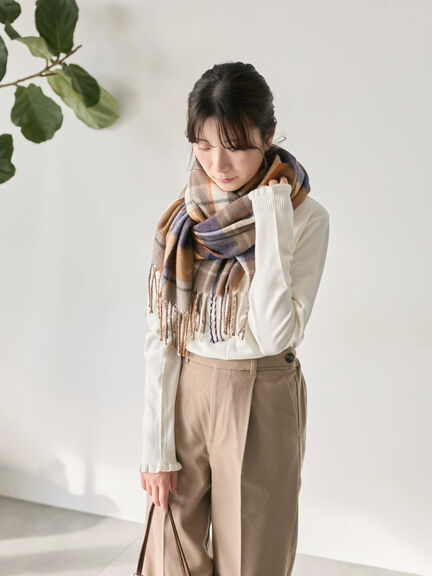 チェックマフラー（ブラック/ブラウン/イエロー/サックスブルー）｜Samansa Mos2 blue（サマンサモスモス ブルー）通販