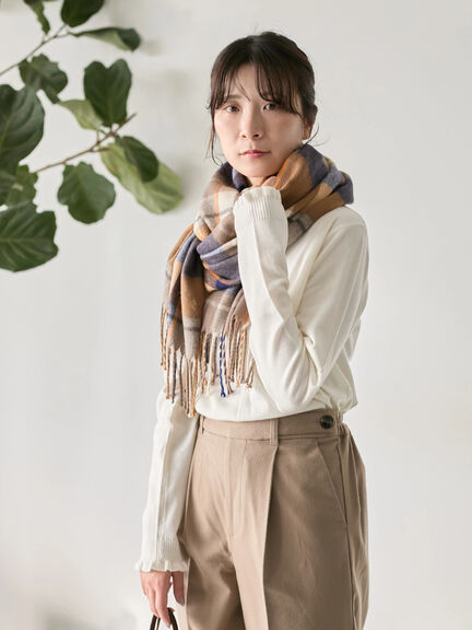 チェックマフラー（ブラック/ブラウン/イエロー/サックスブルー）｜Samansa Mos2 blue（サマンサモスモス ブルー）通販