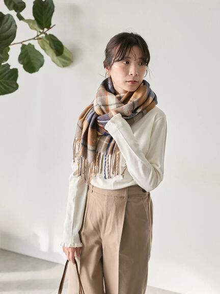 チェックマフラー（ブラック/ブラウン/イエロー/サックスブルー）｜Samansa Mos2 blue（サマンサモスモス ブルー）通販