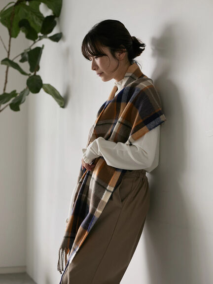 チェックマフラー（ブラック/ブラウン/イエロー/サックスブルー）｜Samansa Mos2 blue（サマンサモスモス ブルー）通販