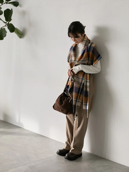 チェックマフラー（ブラック/ブラウン/イエロー/サックスブルー）｜Samansa Mos2 blue（サマンサモスモス ブルー）通販