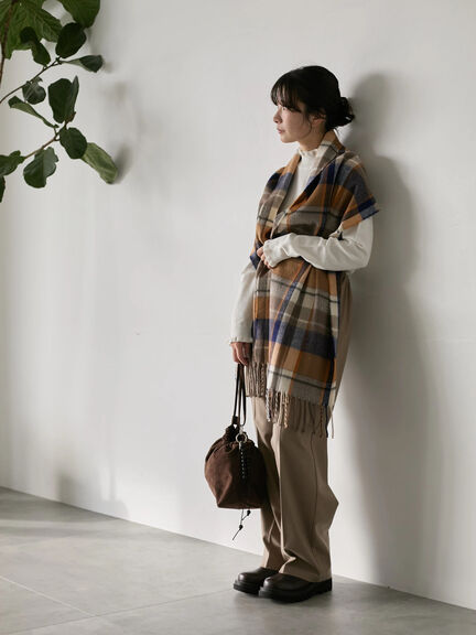 チェックマフラー（ブラック/ブラウン/イエロー/サックスブルー）｜Samansa Mos2 blue（サマンサモスモス ブルー）通販