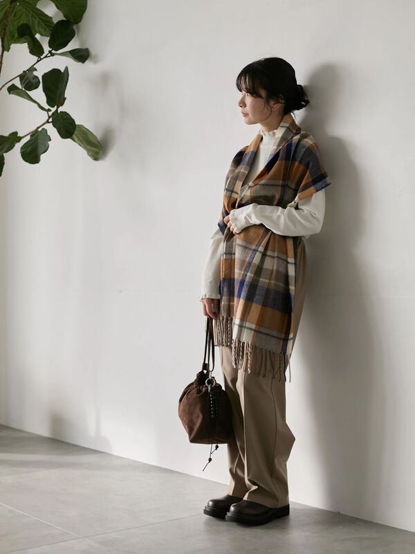 セール】 チェックマフラー（ブラック/ブラウン/イエロー/サックス