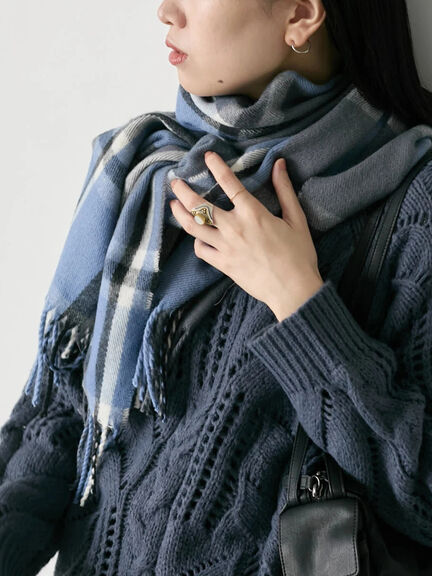 チェックマフラー（ブラック/ブラウン/イエロー/サックスブルー）｜Samansa Mos2 blue（サマンサモスモス ブルー）通販