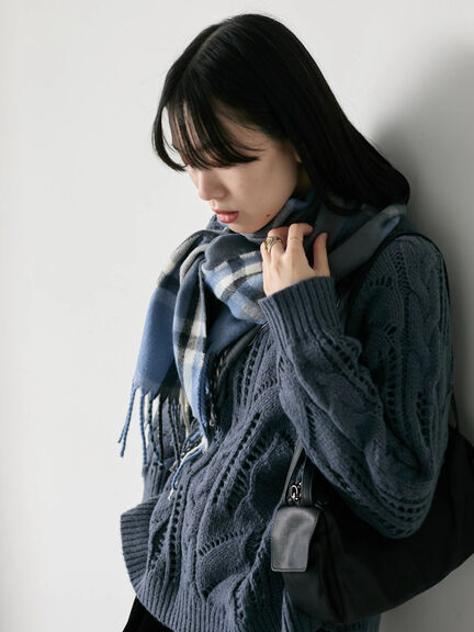 チェックマフラー（ブラック/ブラウン/イエロー/サックスブルー）｜Samansa Mos2 blue（サマンサモスモス ブルー）通販