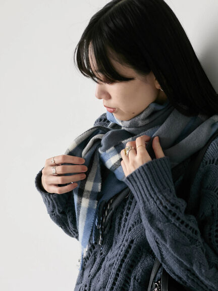 チェックマフラー（ブラック/ブラウン/イエロー/サックスブルー）｜Samansa Mos2 blue（サマンサモスモス ブルー）通販