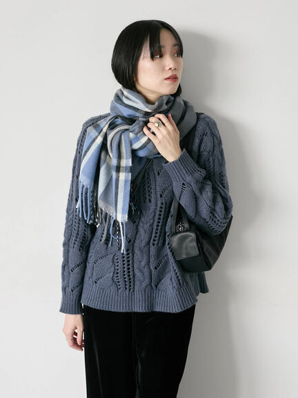 チェックマフラー（ブラック/ブラウン/イエロー/サックスブルー）｜Samansa Mos2 blue（サマンサモスモス ブルー）通販