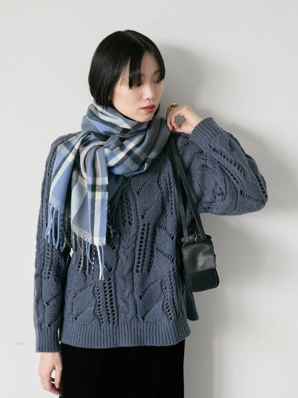 チェックマフラー（ブラック/ブラウン/イエロー/サックスブルー）｜Samansa Mos2 blue（サマンサモスモス ブルー）通販