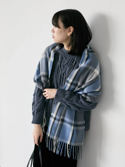 チェックマフラー（ブラック/ブラウン/イエロー/サックスブルー）｜Samansa Mos2 blue（サマンサモスモス ブルー）通販