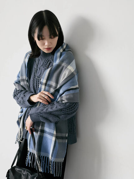 チェックマフラー（ブラック/ブラウン/イエロー/サックスブルー）｜Samansa Mos2 blue（サマンサモスモス ブルー）通販