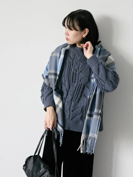 チェックマフラー（ブラック/ブラウン/イエロー/サックスブルー）｜Samansa Mos2 blue（サマンサモスモス ブルー）通販