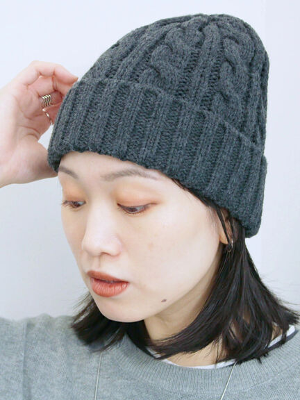 ケーブルニット帽（チャコールグレー/ブラック/キナリ）｜Samansa Mos2 blue（サマンサモスモス ブルー）通販