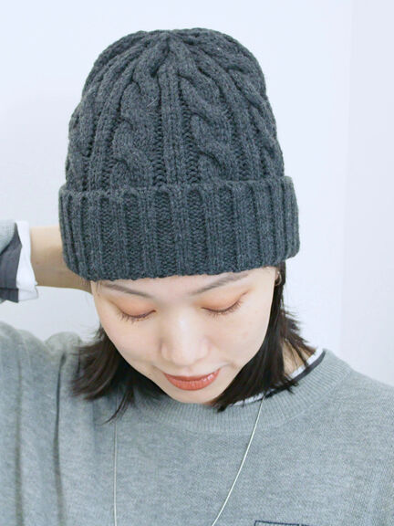 ケーブルニット帽（チャコールグレー/ブラック/キナリ）｜Samansa Mos2 blue（サマンサモスモス ブルー）通販