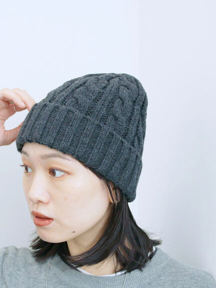 ケーブルニット帽（チャコールグレー/ブラック/キナリ）｜Samansa Mos2 blue（サマンサモスモス ブルー）通販