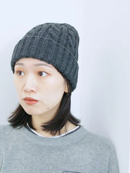 ケーブルニット帽（チャコールグレー/ブラック/キナリ）｜Samansa Mos2 blue（サマンサモスモス ブルー）通販